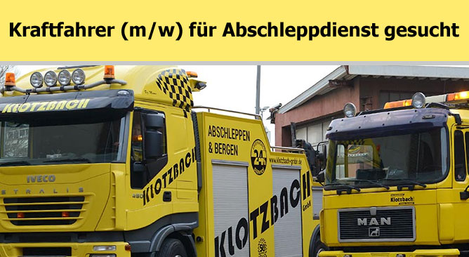 Stellenanzeige Kraftfahrer (m/w) für Abschleppdienst